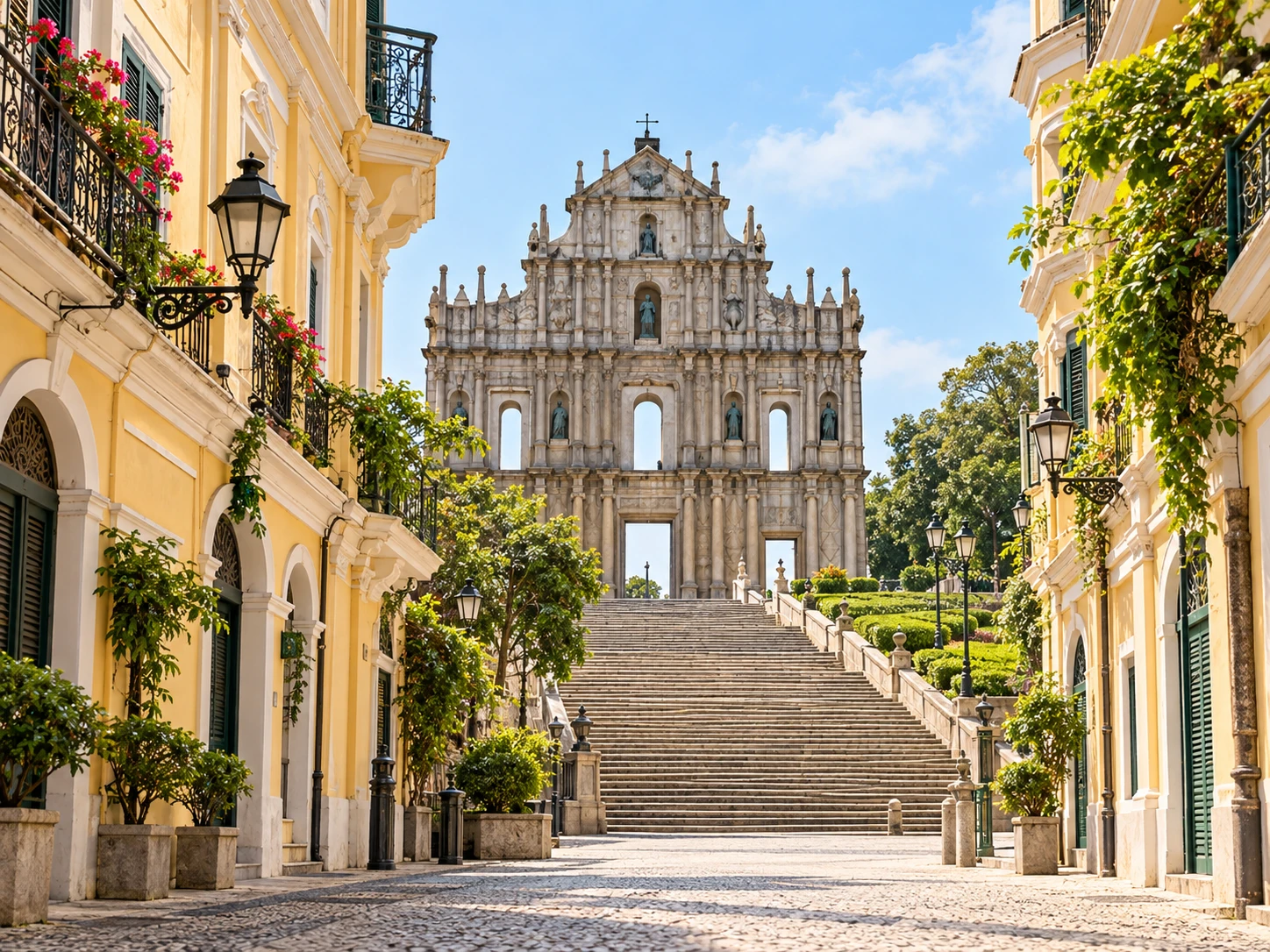 Macau old town and Ruins of St. Paul’s